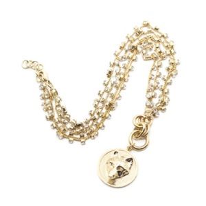 Alexa K Wolf Crystalized Necklace Gold